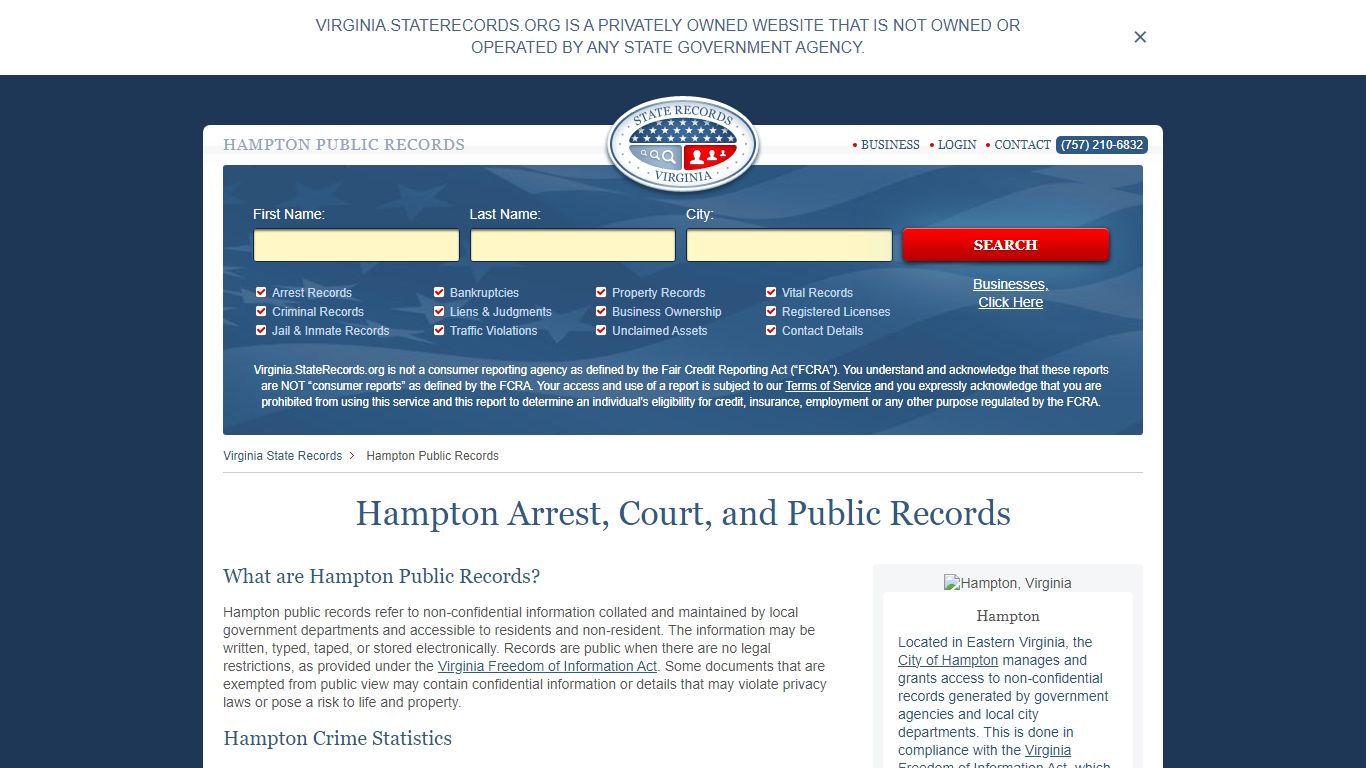 Hampton Arrest and Public Records | Virginia.StateRecords.org